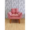 Poltrona Decorativa Opala Meg Luxo Pé Palito Madeira Veludo Rose Gold - 3