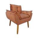 Ver imagem 1 de Poltrona Decorativa Opala Meg Luxo Pé Palito Madeira Suede Terra Cota