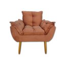 Ver imagem 2 de Poltrona Decorativa Opala Meg Luxo Pé Palito Madeira Suede Terra Cota