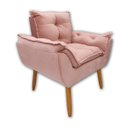 Ver imagem 1 de Poltrona Decorativa Opala Meg Luxo Pé Palito Madeira Suede Rosa