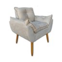 Ver imagem 1 de Poltrona Decorativa Opala Meg Luxo Pé Palito Madeira Suede Bege