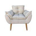 Ver imagem 2 de Poltrona Decorativa Opala Meg Luxo Pé Palito Madeira Suede Bege