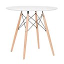 Ver imagem 2 de Mesa Eames Eiffel Redondo Tampo de Madeira 80cm Branco