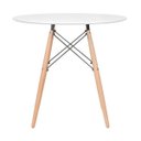 Ver imagem 3 de Mesa Eames Eiffel Redondo Tampo de Madeira 80cm Branco