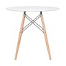 Mesa Eames Eiffel Redondo Tampo de Madeira 80cm Branco - 3