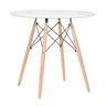 Mesa Eames Eiffel Redondo Tampo de Madeira 80cm Branco - 1