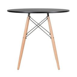 Mesa Eames Eiffel Redondo Tampo de Madeira 80cm Preto - 2