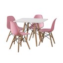 Ver imagem 2 de Conjunto de Mesa Eames Eiffel Madeira Infantil 68cm Redondo Branco 4 Cadeiras Rosas
