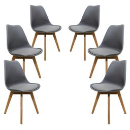 Kit 6 Cadeira Saarinen Leda Design Cinza - 1