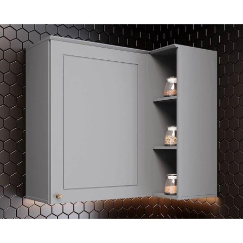 Módulo Cozinha Henn Americana Armário Canto Reto C- 1 Porta 83cm Cinza
