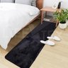 Tapete Passadeira Felpuda 2,00 x 0,60 Mt Antiderrapante Preto Liso - 1
