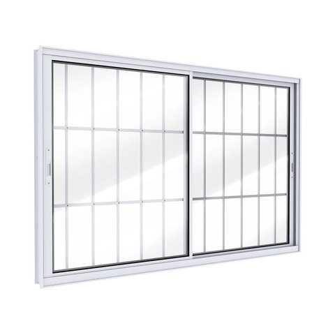 Janela de Alumínio de Correr Lateral 2 Folhas Móveis com Grade 100x150cm Lucasa Ideale Branco