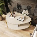 Ver imagem 2 de Mesa Lateral Decorativa Orgânica Pé Metal Tampo Mdf Moderna Off White