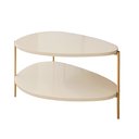 Ver imagem 3 de Mesa Lateral Decorativa Orgânica Pé Metal Tampo Mdf Moderna Off White