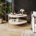 Ver imagem 1 de Mesa Lateral Decorativa Orgânica Pé Metal Tampo Mdf Moderna Off White