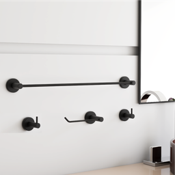 Kit de Acessórios para Banheiro Preto Fosco 4 Peças Grego Metal 2050at - 4 Kit de Acessórios para Banheiro Preto Fosco 4 Peças Grego Metal 2050at - 4