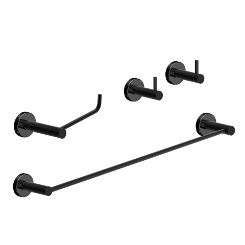 Kit de Acessórios para Banheiro Preto Fosco 4 Peças Grego Metal 2050at