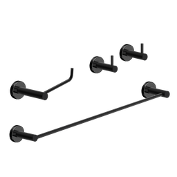 Kit de Acessórios para Banheiro Preto Fosco 4 Peças Grego Metal 2050at - 1 Kit de Acessórios para Banheiro Preto Fosco 4 Peças Grego Metal 2050at - 1