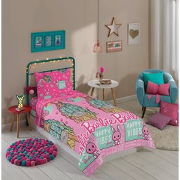Jogo de Lençol Cama Solteiro Barbie Menina Rosa 2 Pç Lepper - 1