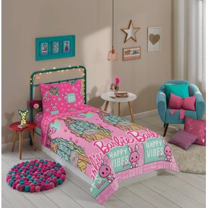 Jogo de Lençol Cama Solteiro Barbie Menina Rosa 2 Pç Lepper