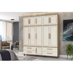 Roupeiro colonial Triplex House 5 portas alto cor Off white / Nature Fabrimóveis 55 - 3