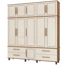 Roupeiro colonial Triplex House 5 portas alto cor Off white / Nature Fabrimóveis 55 - 1
