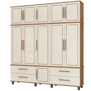 Roupeiro colonial Triplex House 5 portas alto cor Off white / Nature Fabrimóveis 55