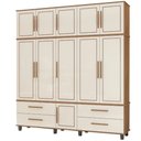 Ver imagem 1 de Roupeiro colonial Triplex House 5 portas alto cor Off white / Nature Fabrimóveis 55