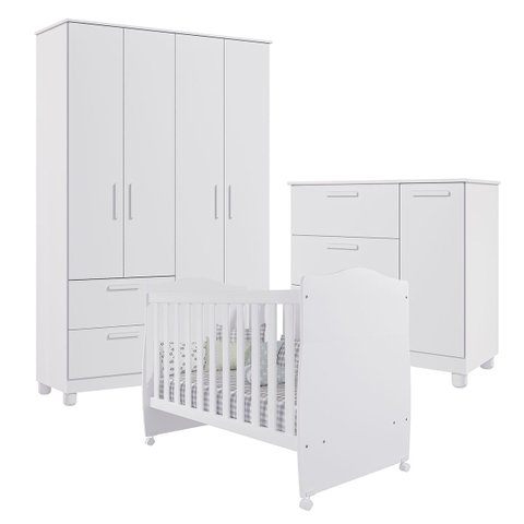 Conjunto Quarto Guarda Roupa Cômoda Jujuba e Berço Conforto