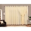 Ver imagem 1 de Cortina Voil Palha Xadrez Forro Micro Fibra 6,00 X 2.50 Ilhós Cromado