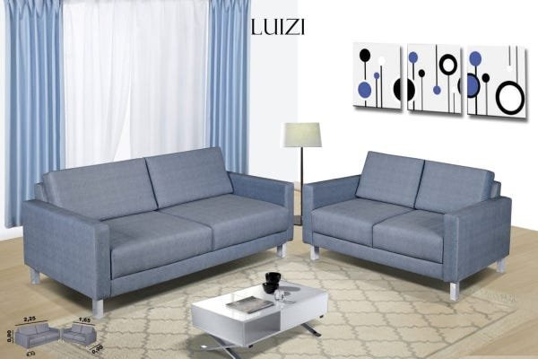 Sofá de 3 e 2 Lugares Luizi:Azul - 2