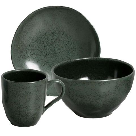 Aparelho de Jantar 18 Peças Cerâmica Stoneware Porto Brasil Orgânico Verde Arauco Mesa Posta