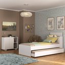 Ver imagem 2 de Conjunto Quarto Bicama com Colchão e Baú/balcão 2 Portas Multimóveis Mp4219 Branco