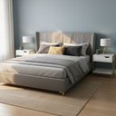 Ver imagem 1 de Kit 2 Mesas de Cabeceira Mordomo Lateral Cama com 1 Gaveta Branco / Dourado