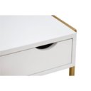 Ver imagem 4 de Kit 2 Mesas de Cabeceira Mordomo Lateral Cama com 1 Gaveta Branco / Dourado