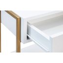 Ver imagem 3 de Kit 2 Mesas de Cabeceira Mordomo Lateral Cama com 1 Gaveta Branco / Dourado