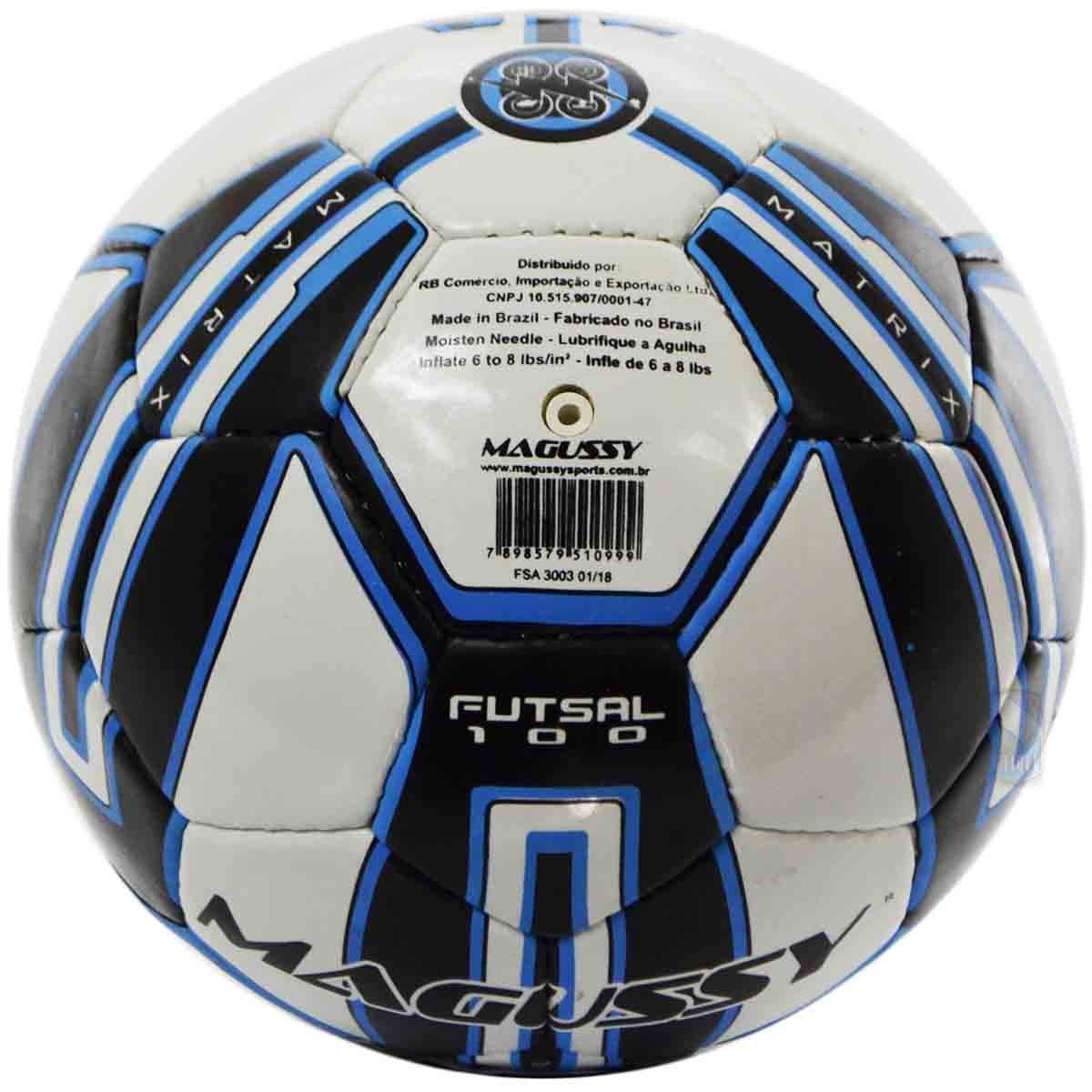 Kit com 6 Bolas Infantil Magussy Matrix Max 100 Sub 11 Futsal - Único - Branco - 3
