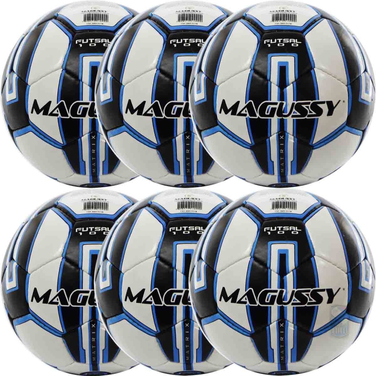 Kit com 6 Bolas Infantil Magussy Matrix Max 100 Sub 11 Futsal - Único - Branco - 1