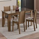 Ver imagem 1 de Conjunto Sala de Jantar Mesa Tampo de Vidro 4 Cadeiras Kiara Madesa