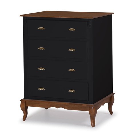 Cômoda de Madeira 4 Gavetas Pés Luiz Xv 60816 Hannover Linz Móveis - Preto/imbuia