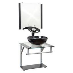 Gabinete de Vidro 40cm para Banheiro Cuba Redonda Preto - DaHora - 1