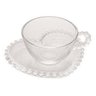Conjunto 6 xìcaras Chá Cristal de Chumbo com Prato Coração Pearl 180Ml - 1