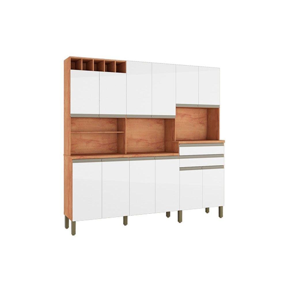 Cozinha Completa Malbec Prime C/ 12 Portas e 2 Gavetas Castanho/branco ...
