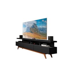 Rack De Sala Grande Com Gavetas E Pés Preto Germai - 2 Rack De Sala Grande Com Gavetas E Pés Preto Germai - 2