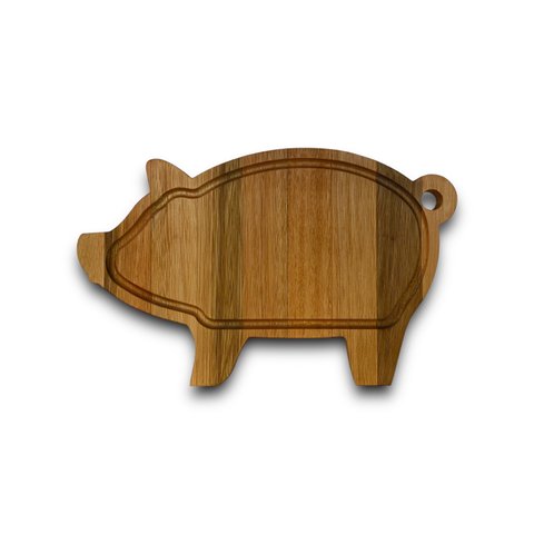 Kit 5 Tábuas Porco de Corte Porção Petisco Churrasco Bar Restaurantes - Madeira Premium 38 x 23 cm