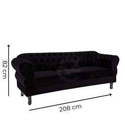 Namoradeira Chesterfield Elisabeth 3 Lugares Via Encanto Veludo Verde - 3
