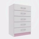 Ver imagem 2 de Cômoda Infantil com 5 Gavetas Maxi Evidência Móveis Rosa/Branco