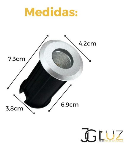 Balizador de Solo Spot 1w Led Bco Quente 3000k Bivolt Oferta - 6