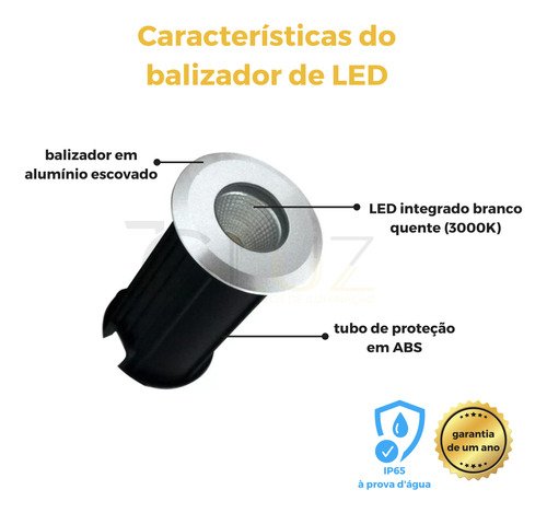 Balizador de Solo Spot 1w Led Bco Quente 3000k Bivolt Oferta - 4