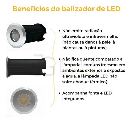 Balizador de Solo Spot 1w Led Bco Quente 3000k Bivolt Oferta - 7